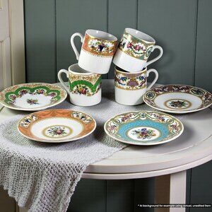 Andrea by Sadek Collection Sevres Demitasse Espresso Cup and Saucer Set of 4 Lot